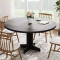 Round Dining Table for 4, 47 Inch Farmhouse Circle Kitchen Table with Wood Tabletop and Stable Base, for Home Dining Room Living Room (Only Table)