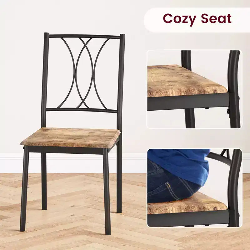 Tavolo e sedie da cucina, set tavolo da pranzo per 4 con sedie, tavolo da pranzo rettangolare in metallo e legno per piccoli spazi, appartamento