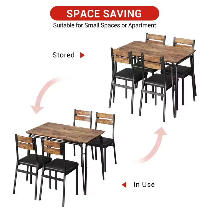 Tavolo da pranzo per 4, Tavolo piccolo e sedie set da 4, Set quadrati da pranzo con 4 sedie, Set da 5 pezzi per cucina e sala da pranzo per piccoli spazi, Appartamento