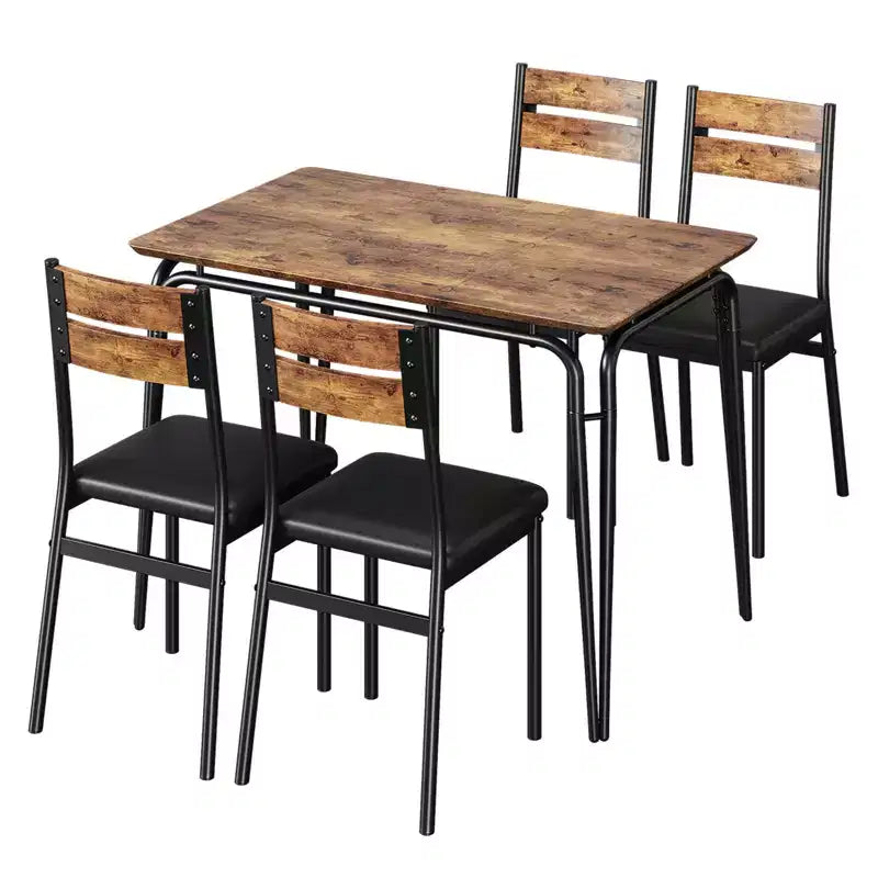 Tavolo da pranzo per 4, Tavolo piccolo e sedie set da 4, Set quadrati da pranzo con 4 sedie, Set da 5 pezzi per cucina e sala da pranzo per piccoli spazi, Appartamento