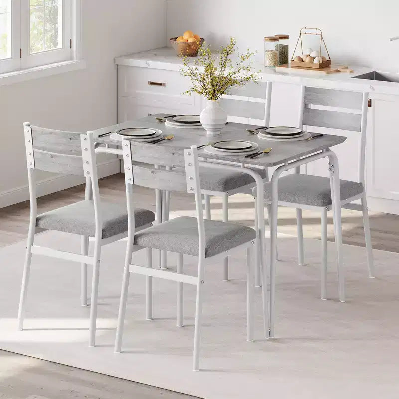 Tavolo da pranzo per 4, Tavolo piccolo e sedie set da 4, Set quadrati da pranzo con 4 sedie, Set da 5 pezzi per cucina e sala da pranzo per piccoli spazi, Appartamento