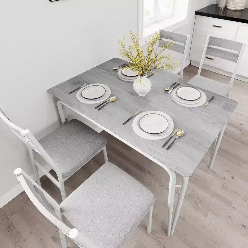 Tavolo da pranzo per 4, Tavolo piccolo e sedie set da 4, Set quadrati da pranzo con 4 sedie, Set da 5 pezzi per cucina e sala da pranzo per piccoli spazi, Appartamento