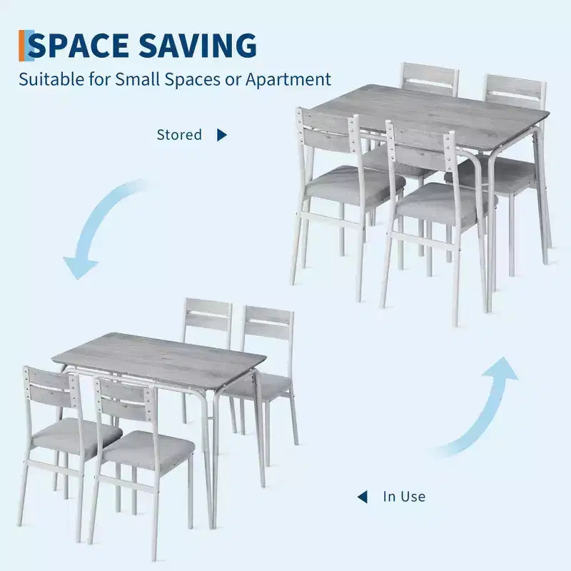 Tavolo da pranzo per 4, Tavolo piccolo e sedie set da 4, Set quadrati da pranzo con 4 sedie, Set da 5 pezzi per cucina e sala da pranzo per piccoli spazi, Appartamento
