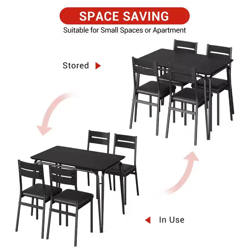 Tavolo da pranzo per 4, Tavolo piccolo e sedie set da 4, Set quadrati da pranzo con 4 sedie, Set da 5 pezzi per cucina e sala da pranzo per piccoli spazi, Appartamento