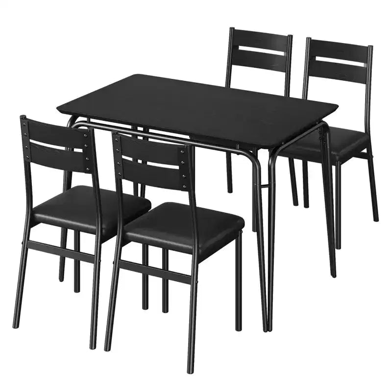 Tavolo da pranzo per 4, Tavolo piccolo e sedie set da 4, Set quadrati da pranzo con 4 sedie, Set da 5 pezzi per cucina e sala da pranzo per piccoli spazi, Appartamento