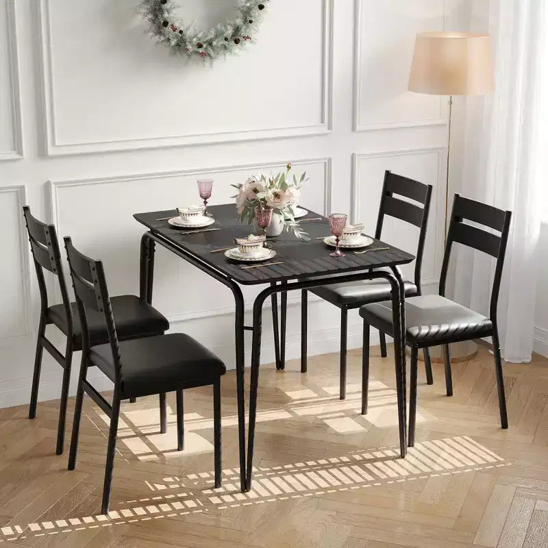 Dining Table for 4,Small Table & Chairs Set of 4,Square Dinette Set with 4 Chairs,5 Piece Kitchen & Dining Room Sets for Small Space,Apartment