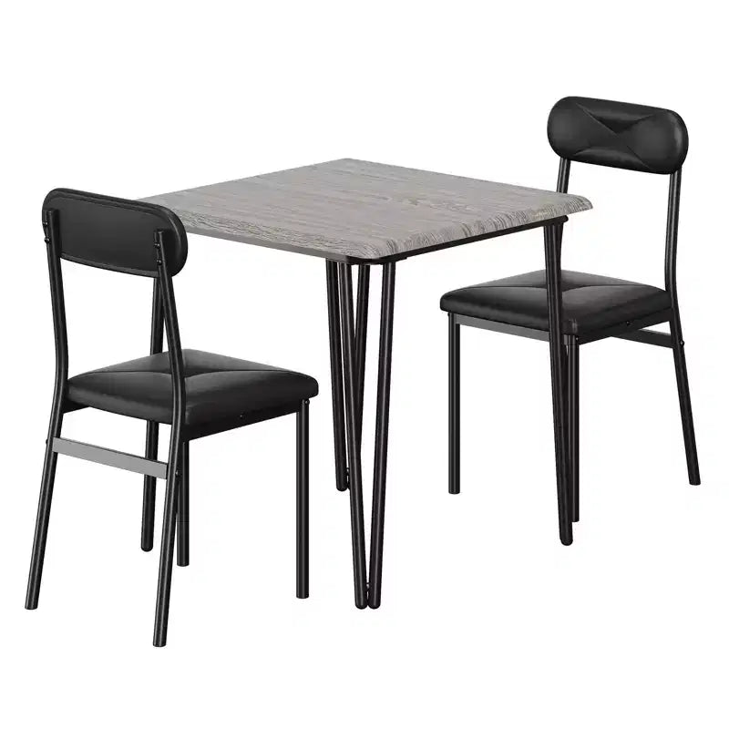 Tavolo da pranzo per 2, Tavolo piccolo e set di sedie da 2, Set da pranzo quadrato per 2, Set da 3 pezzi per cucina e sala da pranzo per piccoli spazi, Appartamento, Ufficio domestico