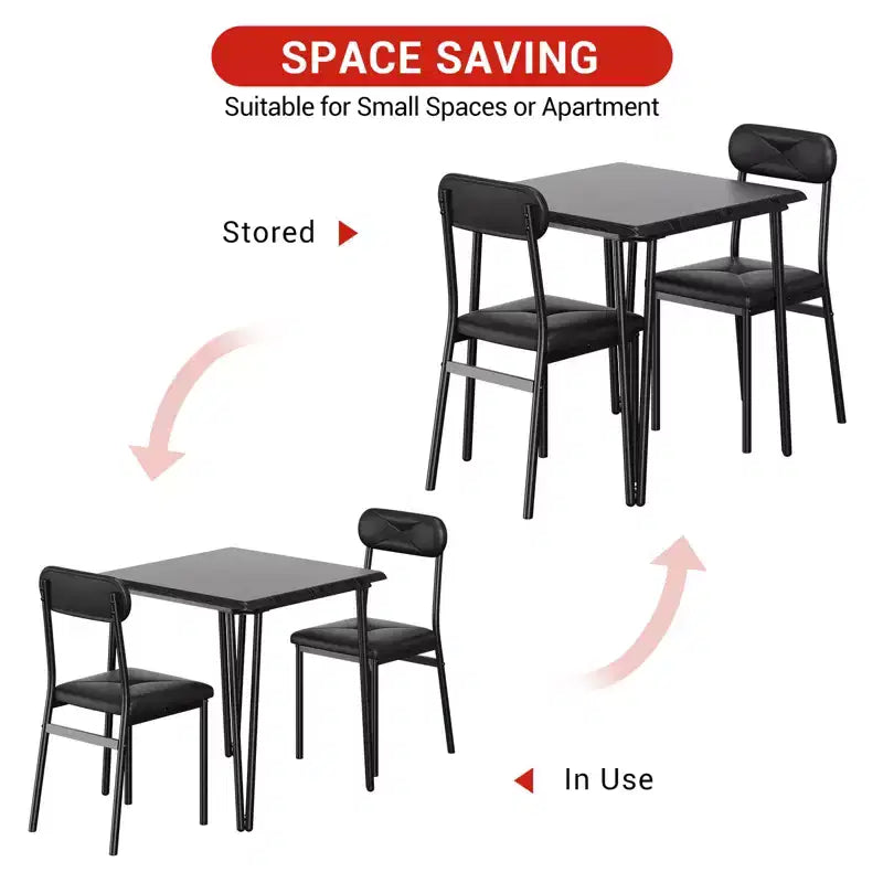 Tavolo da pranzo per 2, Tavolo piccolo e set di sedie da 2, Set da pranzo quadrato per 2, Set da 3 pezzi per cucina e sala da pranzo per piccoli spazi, Appartamento, Ufficio domestico
