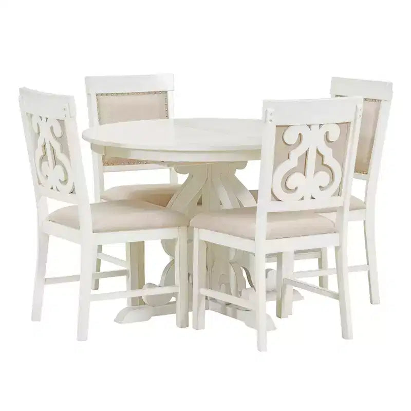 Set da pranzo retrò da 5 pezzi con tavolo allungabile e 4 sedie imbottite, prolunga da 40 cm, ideale per cucina e sala da pranzo