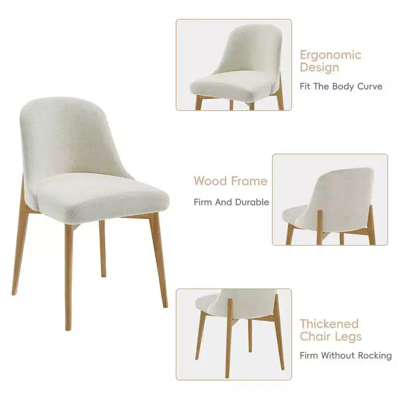 PexFix 52 Tavolo da pranzo rotondo moderno con 8 sedie imbottite, piano in legno a trama naturale, base a piedistallo plissettata, sedute beige per cucina sala da pranzo