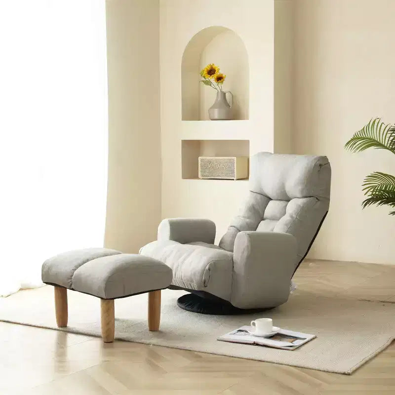 GDFStudio Sorrel moderne draaifauteuil met linnen bekleding, 360 graden draaibaar, met verstelbare rugleuning en voetenbank