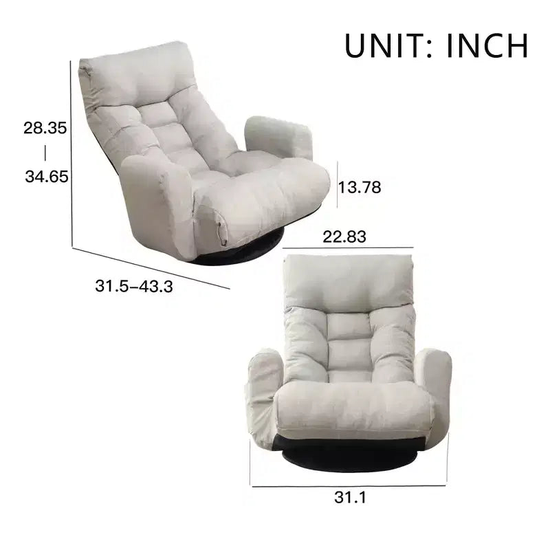 GDFStudio Sorrel moderne draaifauteuil met linnen bekleding, 360 graden draaibaar, met verstelbare rugleuning en voetenbank