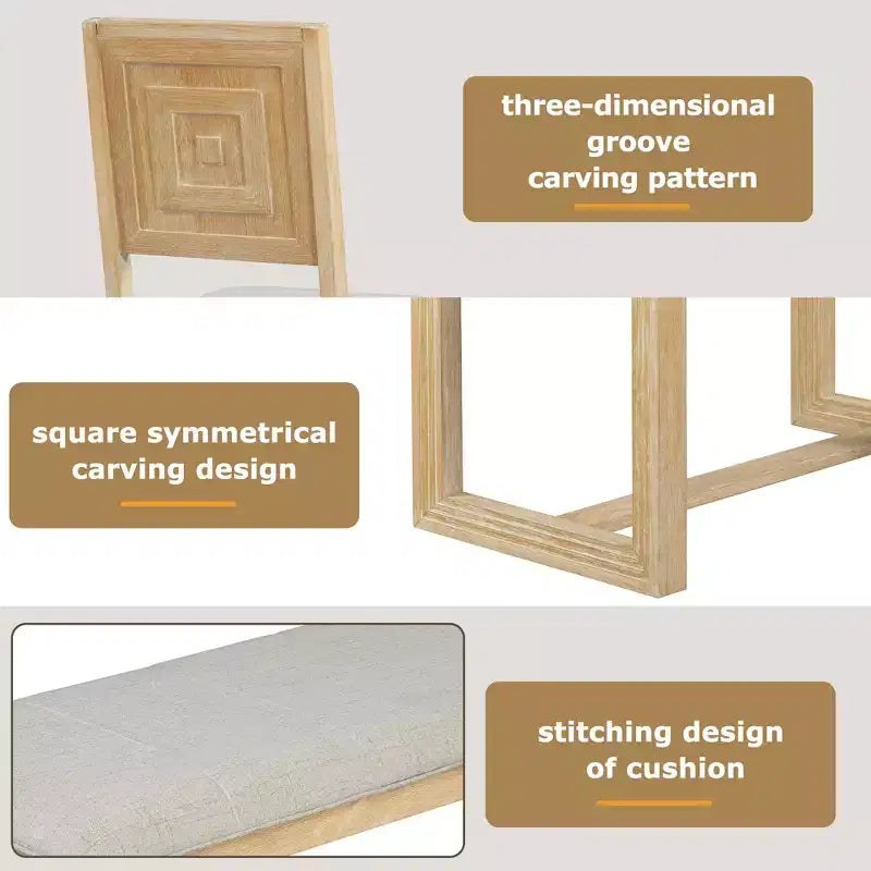 GDFStudio Monica, set da pranzo di 6 pezzi con tavolo in legno da 60" e sedie e panca imbottite