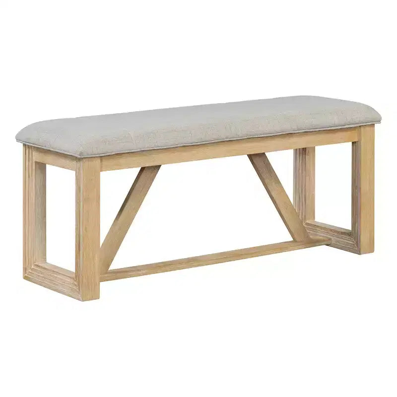 GDFStudio Monica, set da pranzo di 6 pezzi con tavolo in legno da 60" e sedie e panca imbottite
