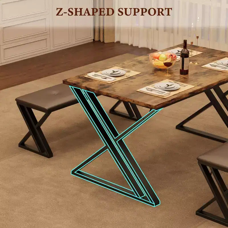 Set da Tavolo da Pranzo con 2 Panche, Tavolo da Pranzo per 4-6 Persone, Tavolo da Colazione con Panche Rivestite in Pelle PU per Piccoli Spazi, Appartamenti