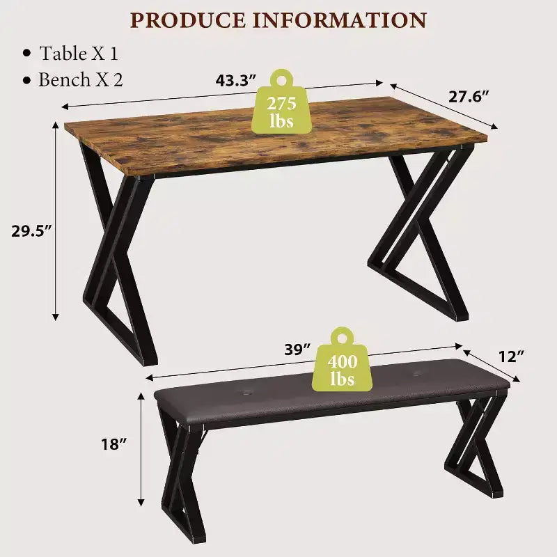 Set da Tavolo da Pranzo con 2 Panche, Tavolo da Pranzo per 4-6 Persone, Tavolo da Colazione con Panche Rivestite in Pelle PU per Piccoli Spazi, Appartamenti