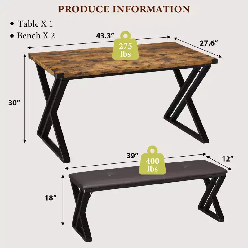 Set da Tavolo da Pranzo con 2 Panche, Tavolo da Pranzo per 4-6 Persone, Tavolo da Colazione con Panche Rivestite in Pelle PU per Piccoli Spazi, Appartamenti