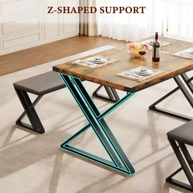 Set da Tavolo da Pranzo con 2 Panche, Tavolo da Pranzo per 4-6 Persone, Tavolo da Colazione con Panche Rivestite in Pelle PU per Piccoli Spazi, Appartamenti