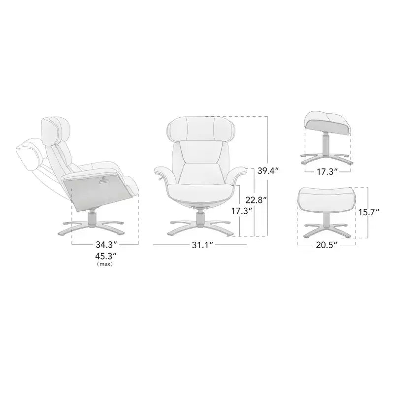 Poltrona reclinabile girevole Spruce&Spring con pouf e poggiatesta regolabile