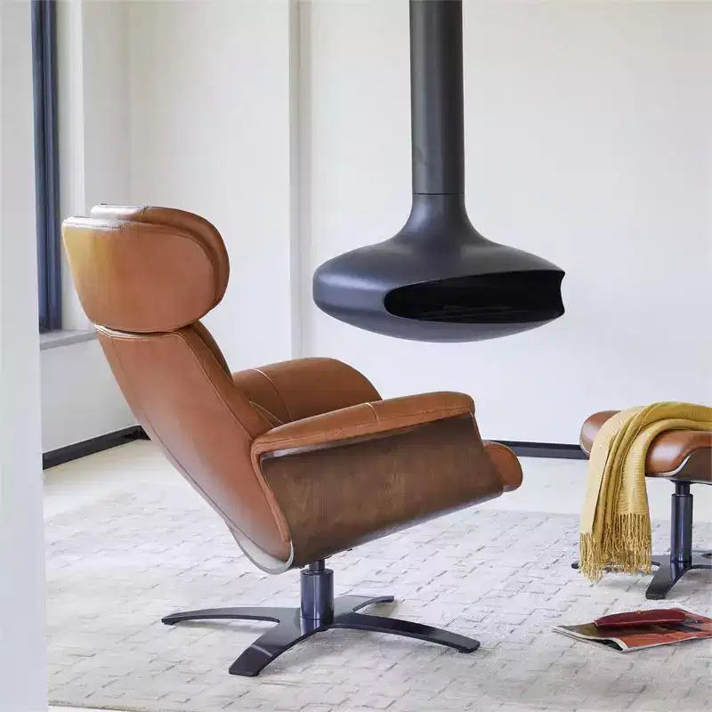 Poltrona reclinabile girevole Spruce&Spring con pouf e poggiatesta regolabile