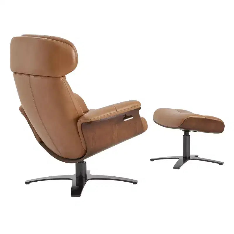 Poltrona reclinabile girevole Spruce&Spring con pouf e poggiatesta regolabile
