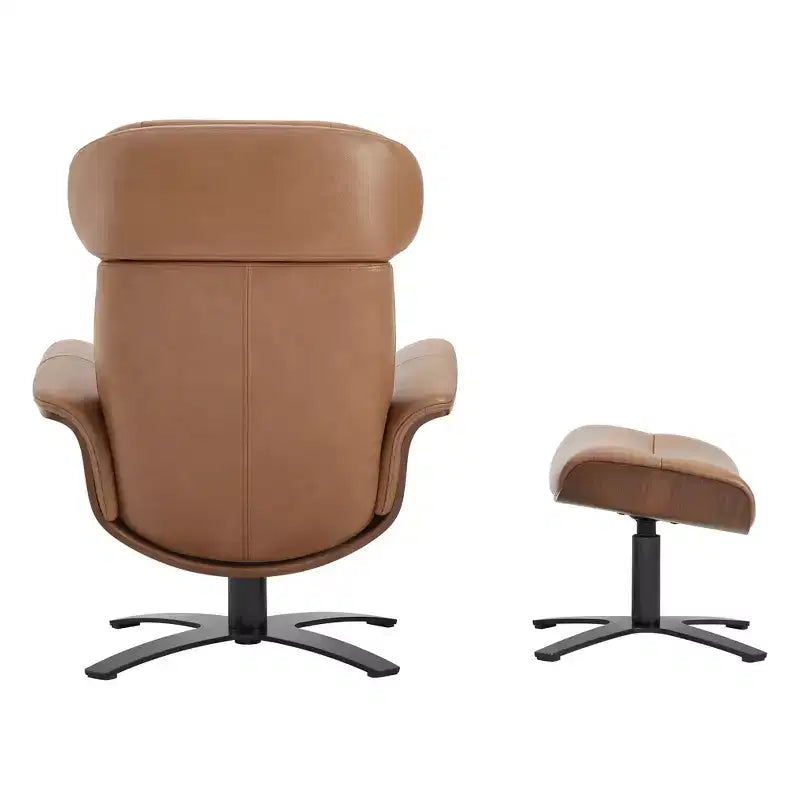 Poltrona reclinabile girevole Spruce&Spring con pouf e poggiatesta regolabile