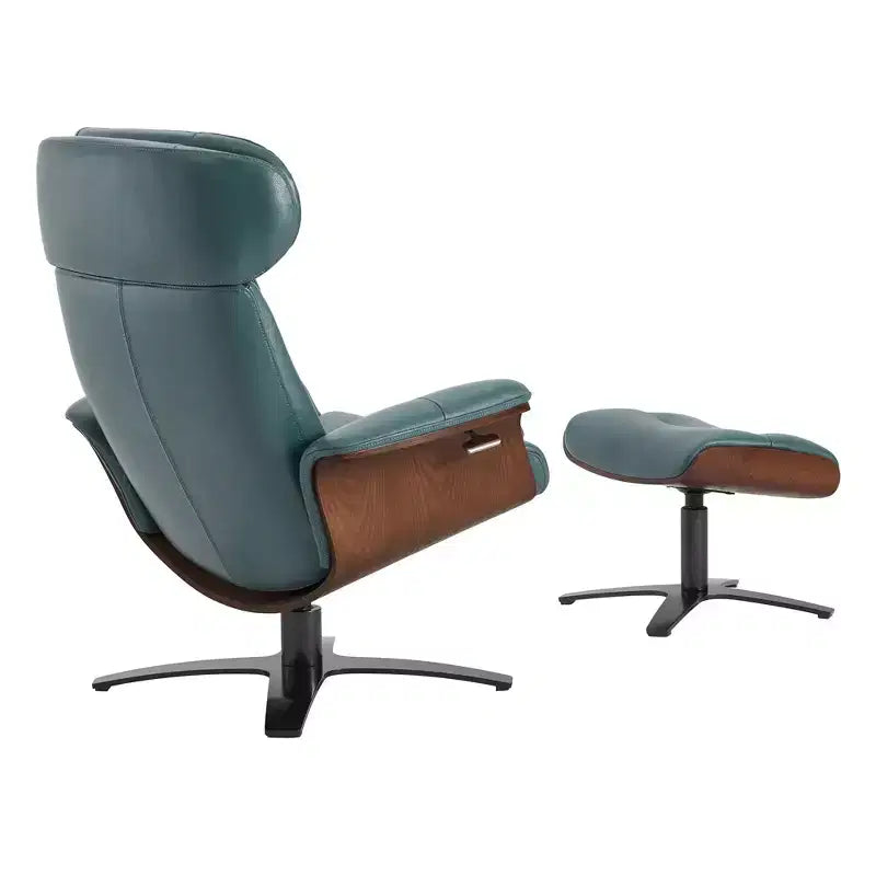 Poltrona reclinabile girevole Spruce&Spring con pouf e poggiatesta regolabile