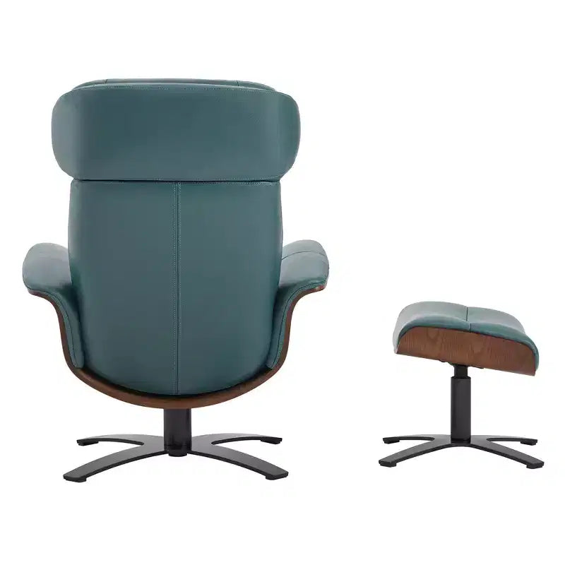 Poltrona reclinabile girevole Spruce&Spring con pouf e poggiatesta regolabile