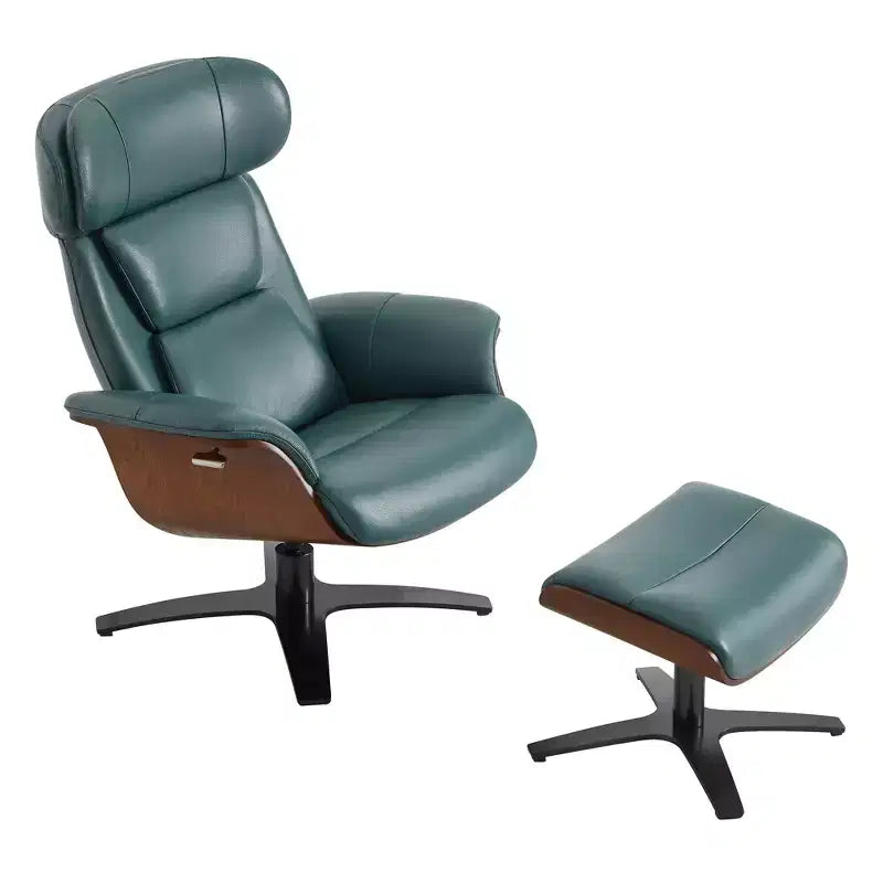 Poltrona reclinabile girevole Spruce&Spring con pouf e poggiatesta regolabile