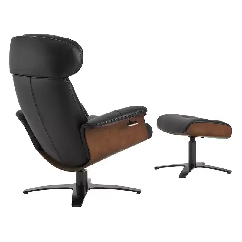 Poltrona reclinabile girevole Spruce&Spring con pouf e poggiatesta regolabile