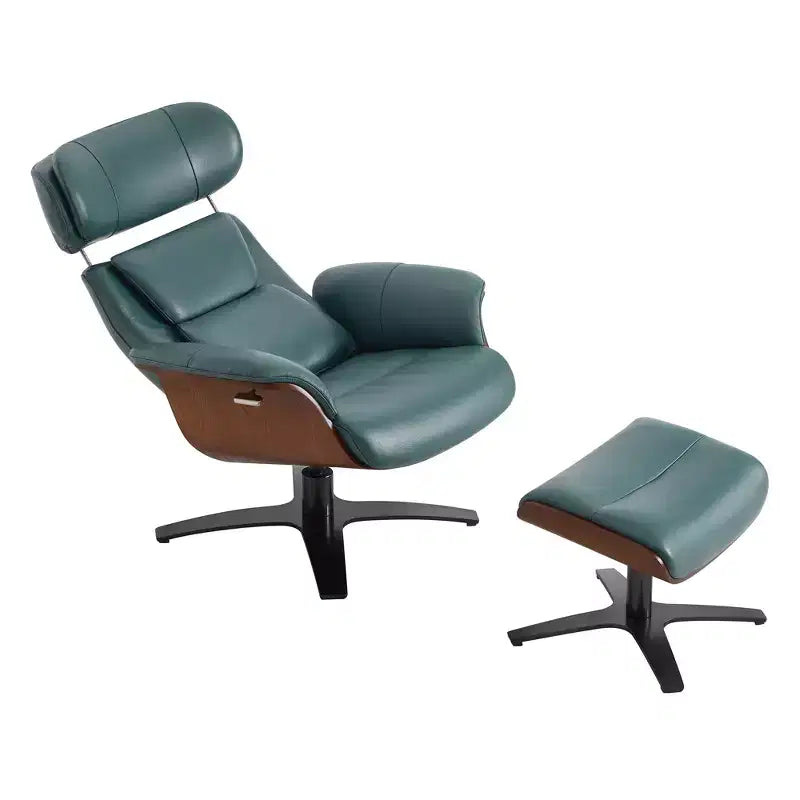 Poltrona reclinabile girevole Spruce&Spring con pouf e poggiatesta regolabile