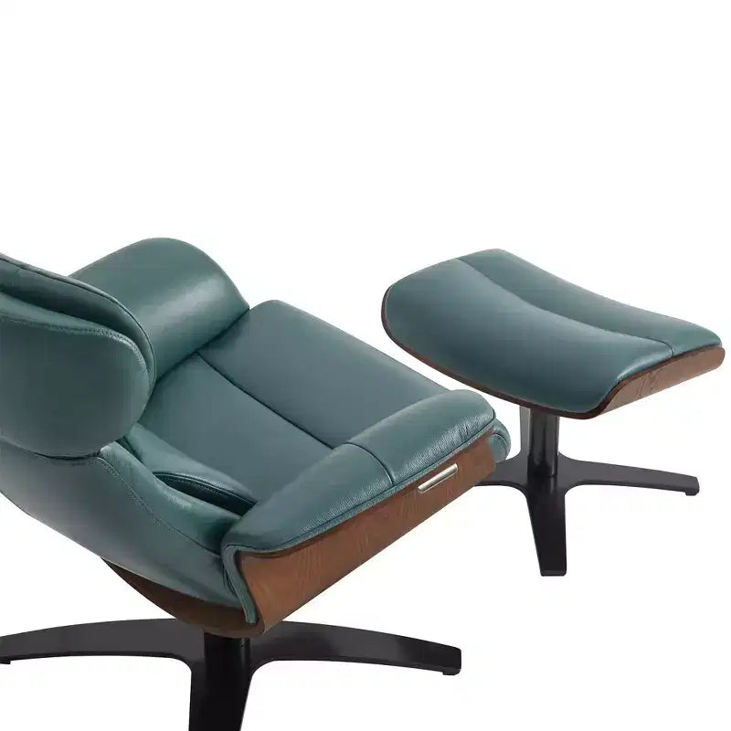 Poltrona reclinabile girevole Spruce&Spring con pouf e poggiatesta regolabile