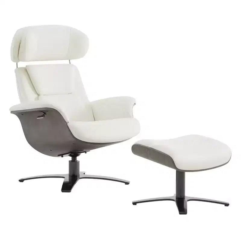 Poltrona reclinabile girevole Spruce&Spring con pouf e poggiatesta regolabile