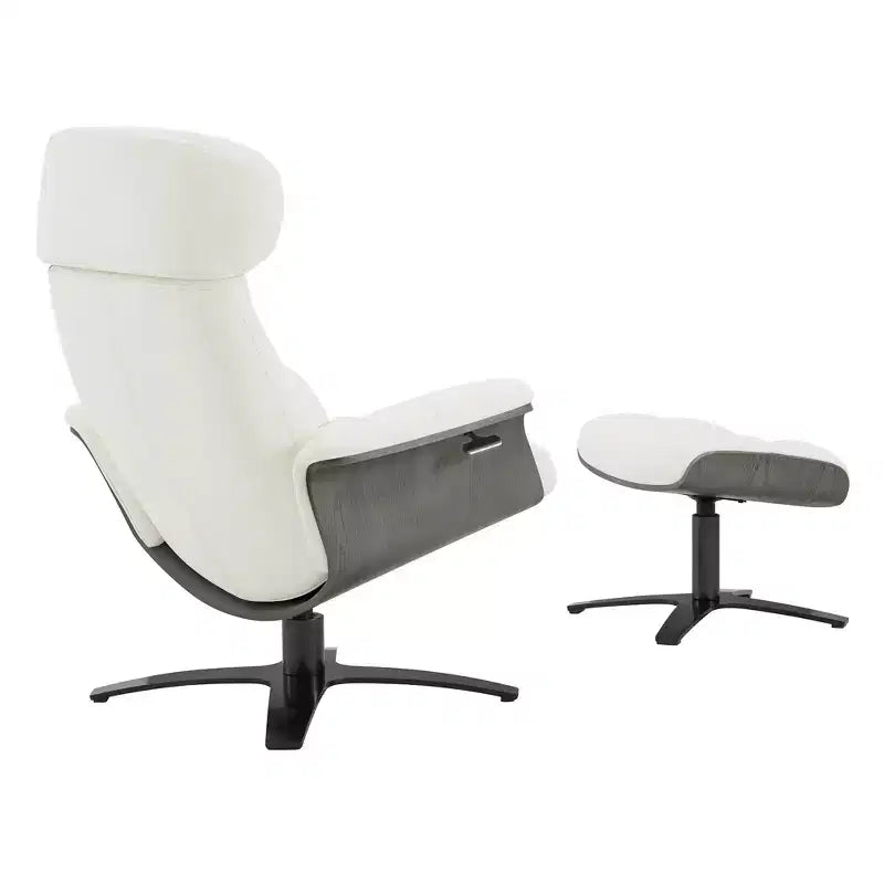 Poltrona reclinabile girevole Spruce&Spring con pouf e poggiatesta regolabile