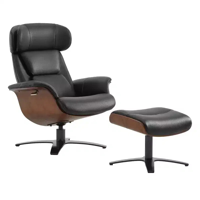 Spruce&Spring Swivel Recliner Chair Set Accent Chair with Ottoman and Adjustable Headrest