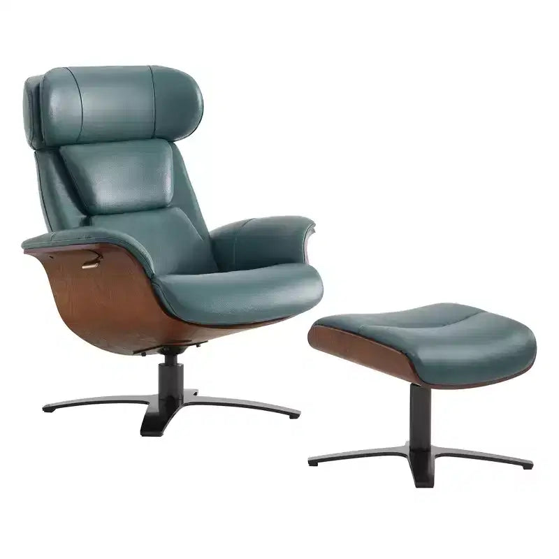 Poltrona reclinabile girevole Spruce&Spring con pouf e poggiatesta regolabile