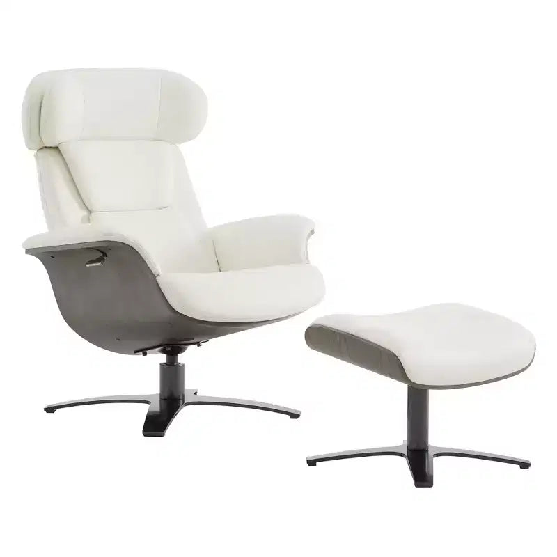 Poltrona reclinabile girevole Spruce&Spring con pouf e poggiatesta regolabile