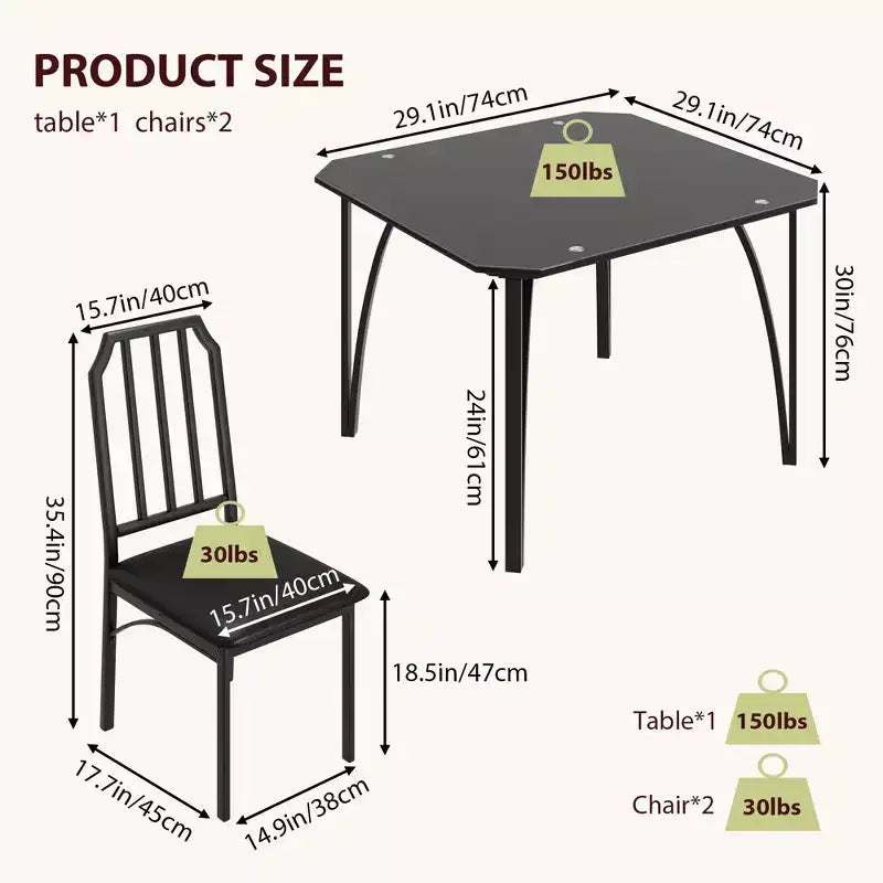 Set di 4 sedie da cucina, Set tavolo da pranzo per 4 persone con sedie, Set tavolo da cucina da 4 pezzi con sedie imbottite in PU e struttura in metallo per piccoli spazi