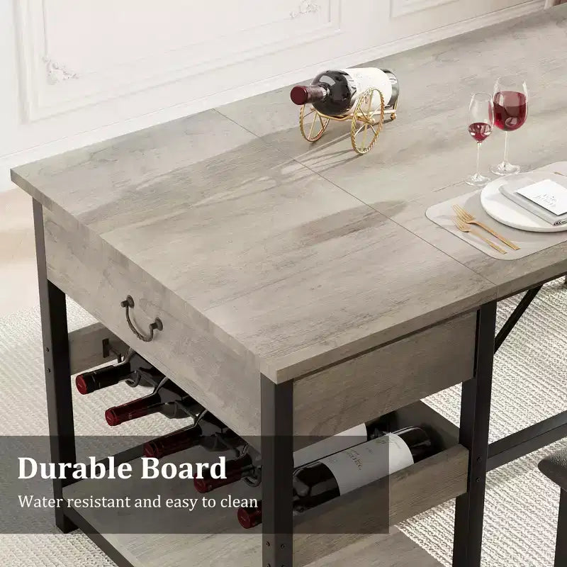 Set tavolo da pranzo per 4 persone, set da pranzo rustico altezza bar con vani portaoggetti e panche imbottite, set tavolo da cucina/isola per bar di casa, pub