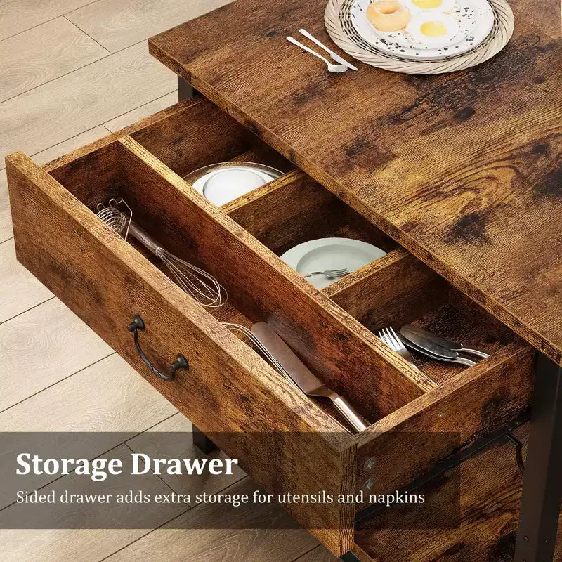Set tavolo da pranzo per 4 persone, set da pranzo rustico altezza bar con vani portaoggetti e panche imbottite, set tavolo da cucina/isola per bar di casa, pub