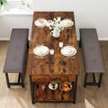 Dining Table Set for 4, Rustic Bar Height Dining Set with Storage & Upholstered Benches, Kitchen Table Set Island Table for Home Bar, Pub