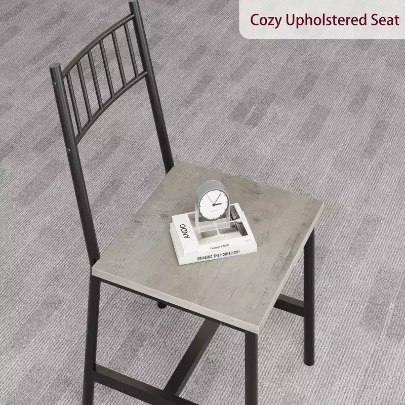 Set di 4 sedie da cucina, Set tavolo da pranzo per 4 con panca e sedie, Set da 4 pezzi per tavolo da cucina con ripiano portaoggetti per piccoli spazi