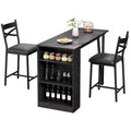 Dining Table Set for 2, Counter Height Kitchen Table & Chairs with Storage Shelves, Bar Table Set w/2 Upholstered Chairs, Dining Room Table Set
