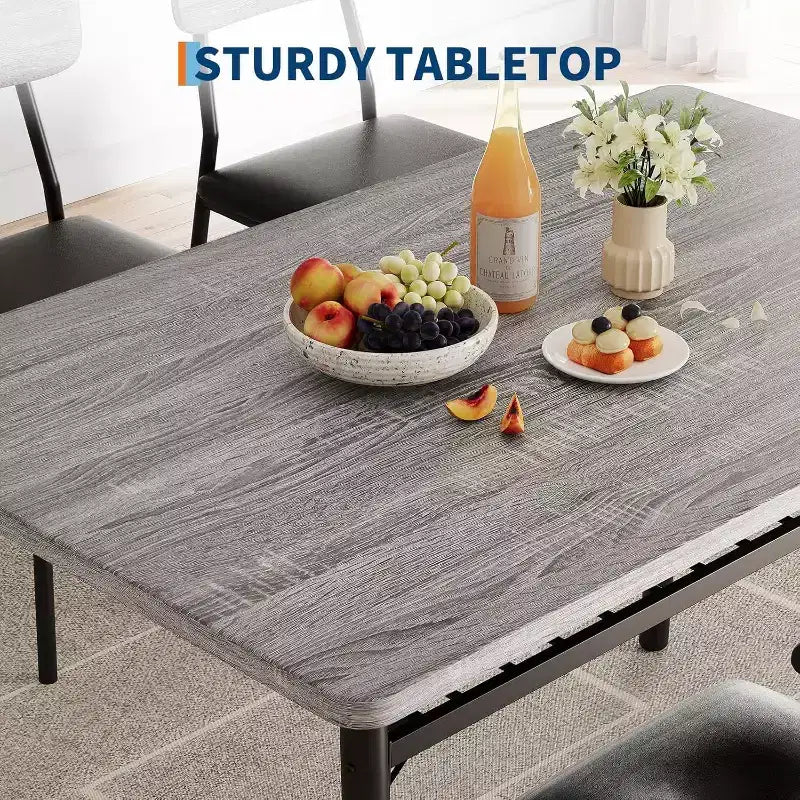 Set da tavolo da pranzo Acekool per 4 persone con scaffale portaoggetti, tavolo da cucina da 5 pezzi e sedie imbottite, piano in legno e struttura in metallo, per piccoli spazi, colore retrò