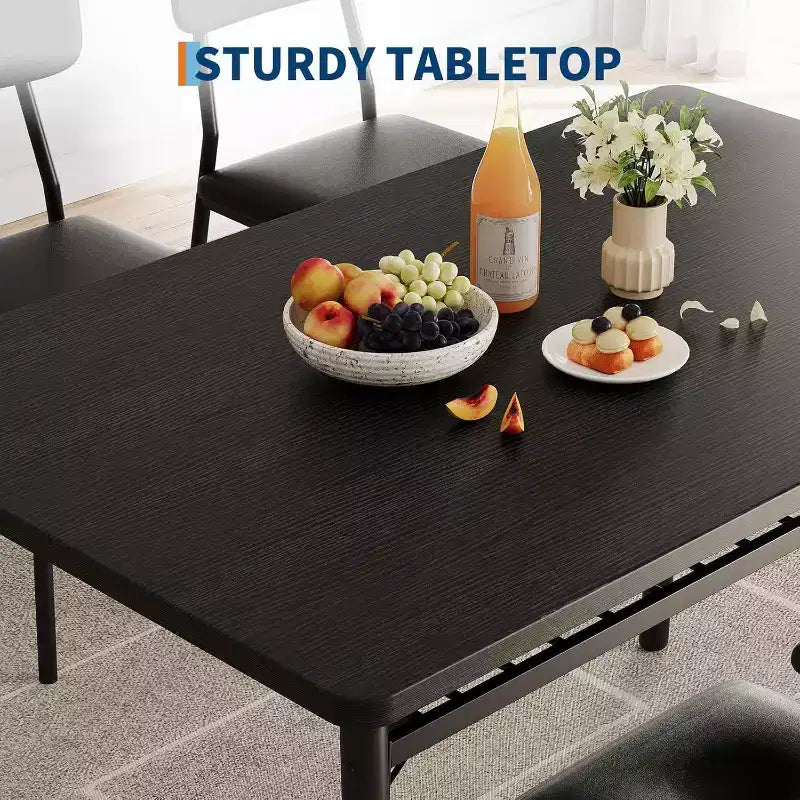 Set da tavolo da pranzo Acekool per 4 persone con scaffale portaoggetti, tavolo da cucina da 5 pezzi e sedie imbottite, piano in legno e struttura in metallo, per piccoli spazi, colore retrò
