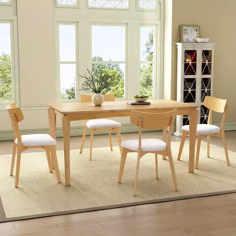 Christopher Knight Home Adrian Set da Pranzo 5 Pezzi Moderno Metà Secolo con Tavolo in Legno e Sedie Imbottite