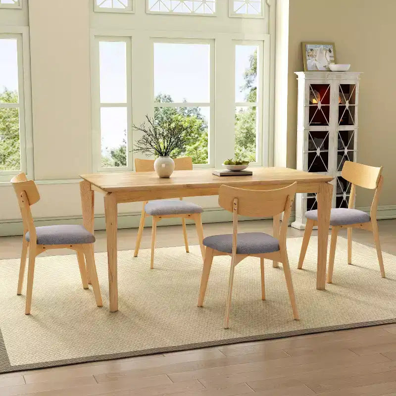 Christopher Knight Home Adrian Set da Pranzo 5 Pezzi Moderno Metà Secolo con Tavolo in Legno e Sedie Imbottite