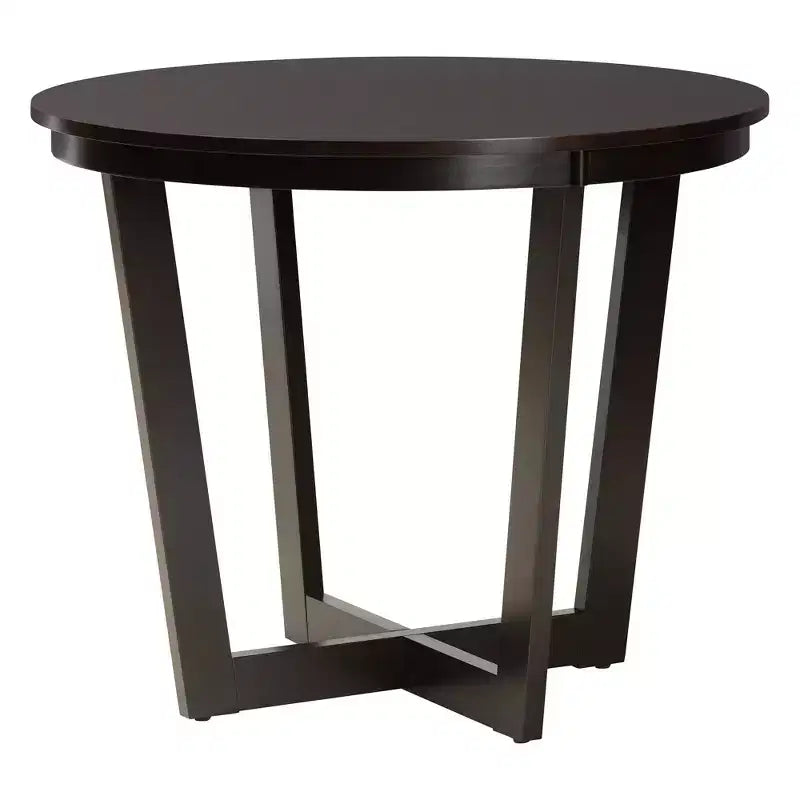 Set da pranzo 5 pezzi Baxton Studio Nellie in tessuto grigio moderno e legno marrone scuro