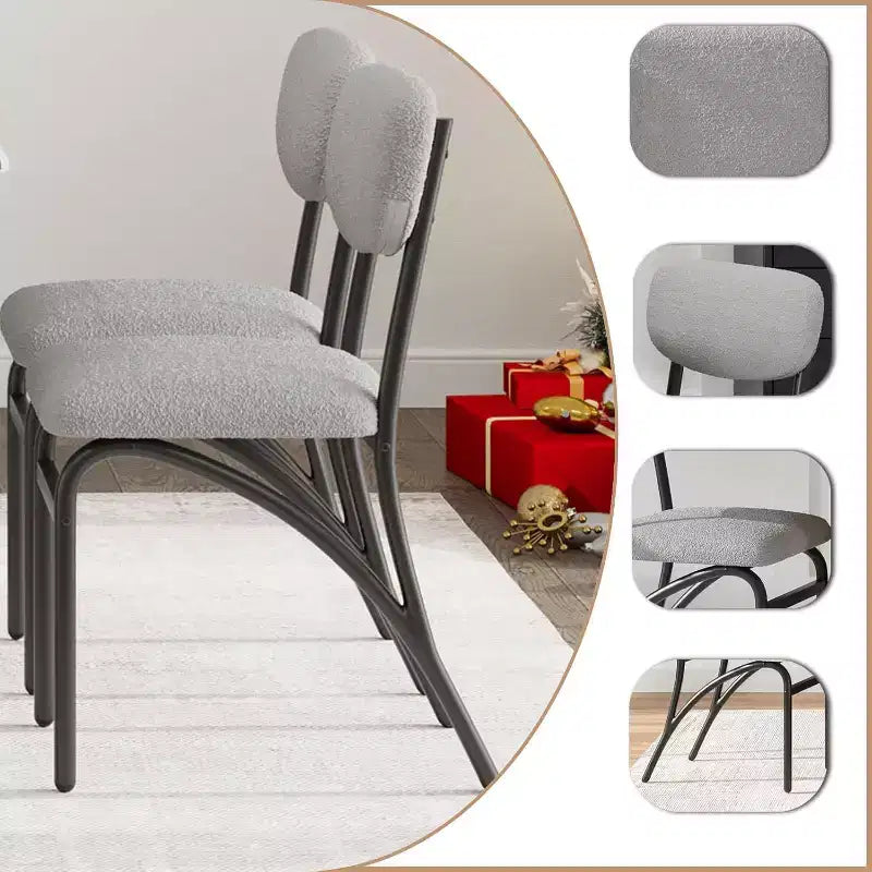 COZONY Set da Pranzo 5 Pezzi con 4 Sedie Bouclé, Tavolo Rettangolare con Piano in Marmo e Mensola Portaoggetti, Mobili da Pranzo Moderni Beige