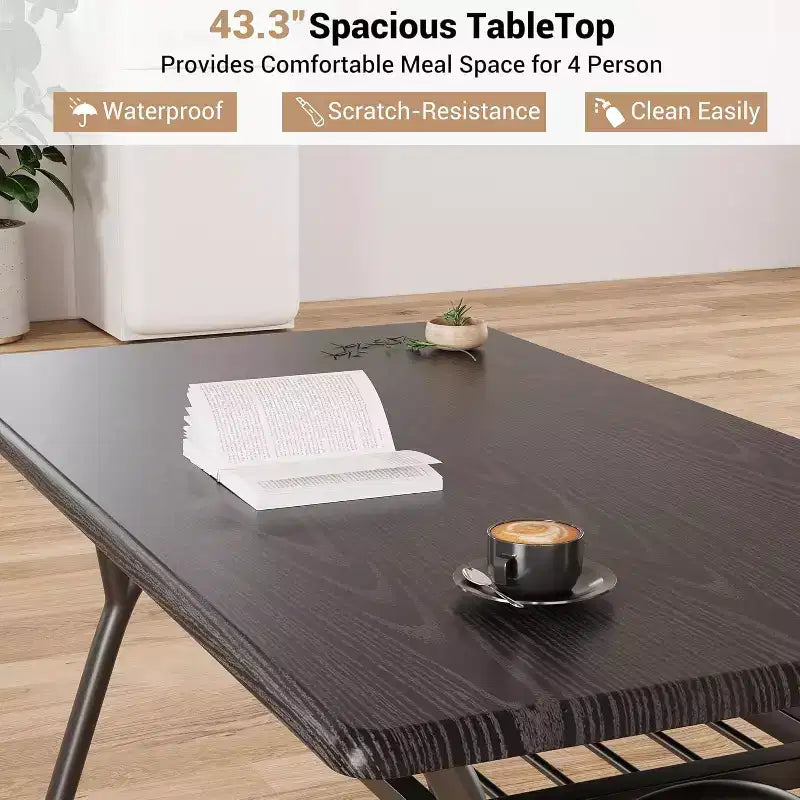 COZONY Set da Pranzo 5 Pezzi con 4 Sedie Bouclé, Tavolo Rettangolare con Piano in Marmo e Mensola Portaoggetti, Mobili da Pranzo Moderni Beige